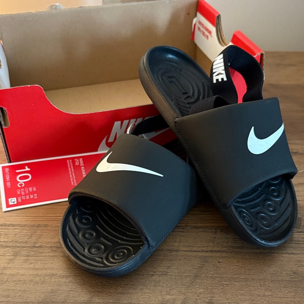 Nike Kawa Slide Sandals with White Swoosh